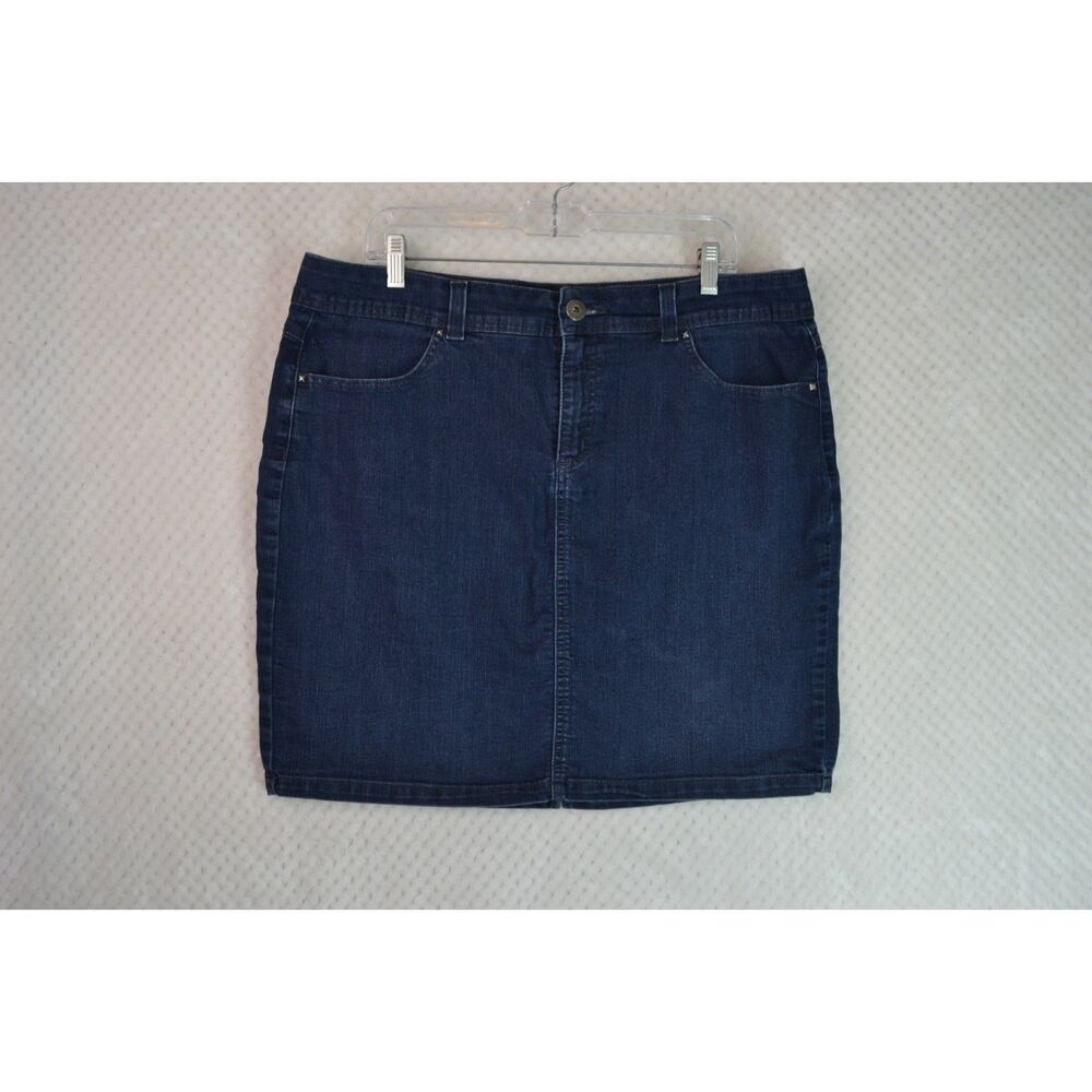 Relativity Women's 16 Dark Wash Mid Length Denim Stretch Skirt